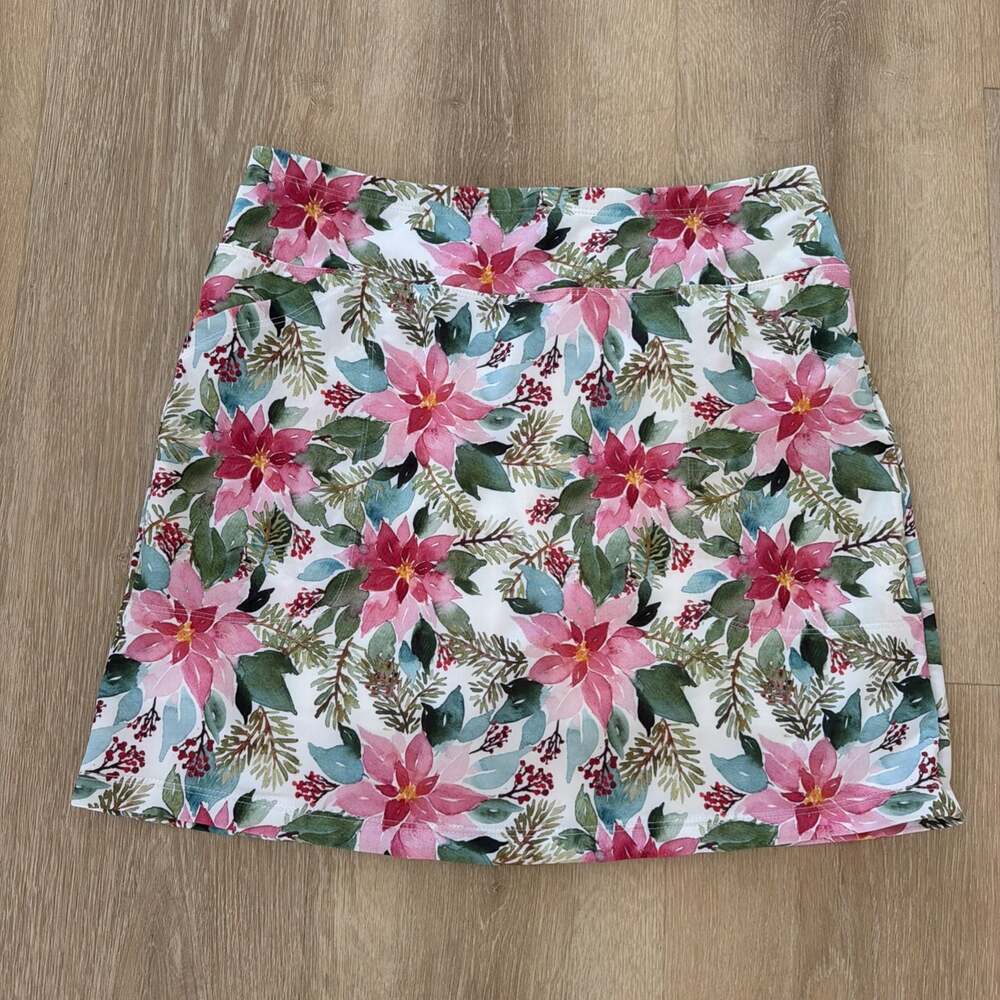 B Skinz Skort Women's Tennis Golf White Floral Lined Stash Pocket Size M (5)